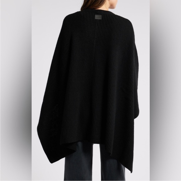 ALLSAINTS Traveling Rib Knit Ruana Wool Blend Sweater Cardigan ONE SIZE PLUM - Picture 8 of 9